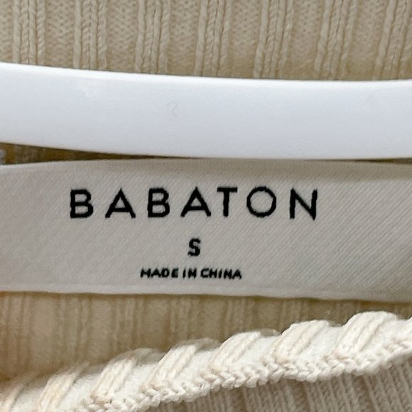 99% NEW ARITZIA Babaton Sculpt Knit Tie Back Sweater in Matte Pearl - Picture 7 of 7